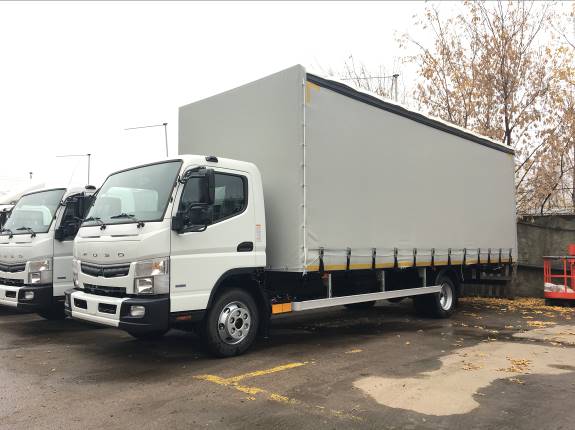 Mitsubishi Fuso TF 8.5K Евро5, БОРТ-тент, 3 шторы (7,4м, ворота)